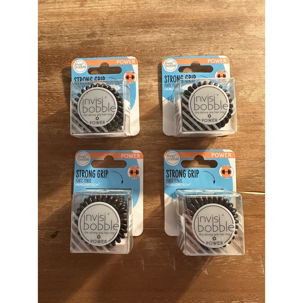 3 Pack Invisibobble Power HairHalo Strong Grip Hair Rings, Black, 4 CT